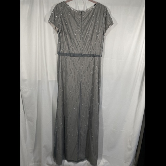 NEW Adrianna Papell [ 8 ] Beaded Blouson Gown in Pewter Silver‎ - Picture 9 of 12